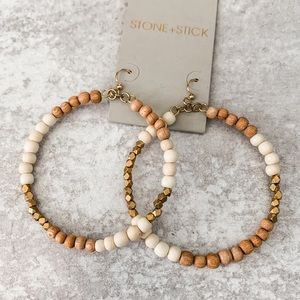 NWT Stone+Stick Collection by Lenny & Eva Wood & Brass Hoop Earrings